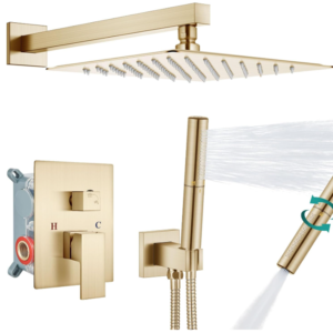 Shower System with Rainfall Shower Head and Handheld Wall Mount