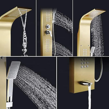 Luxury Gold 6-in-1 LED Shower Panel System - Image 2